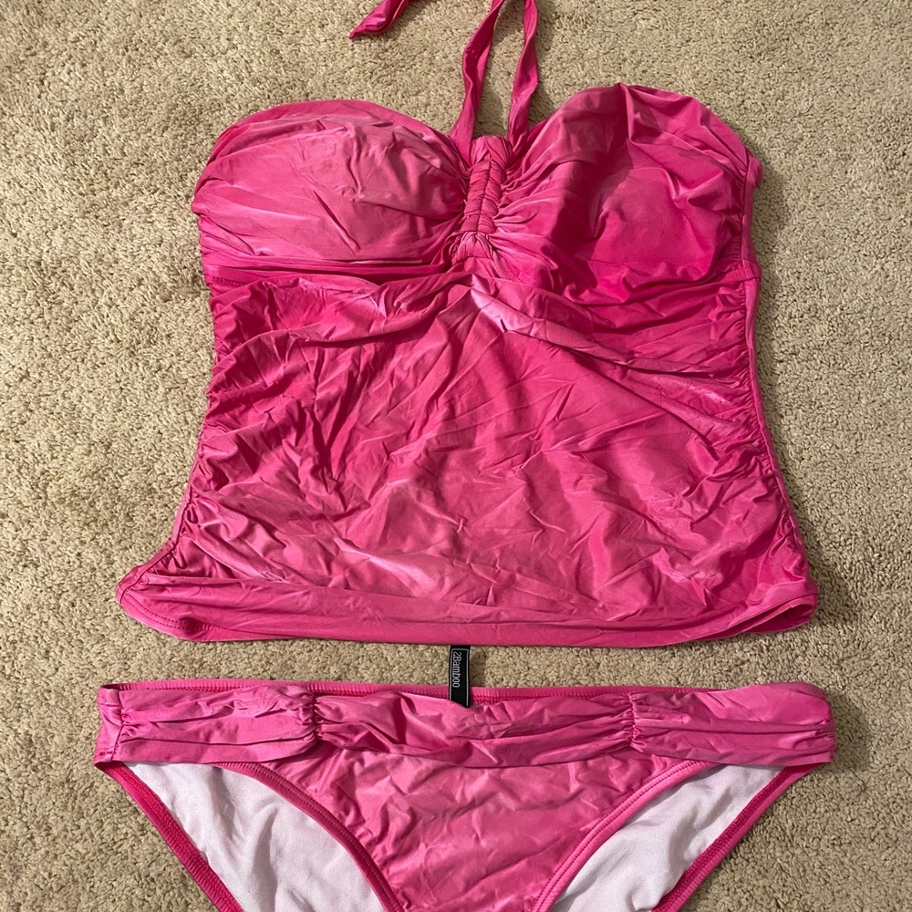 Halter top hot pink braided bathing suit
